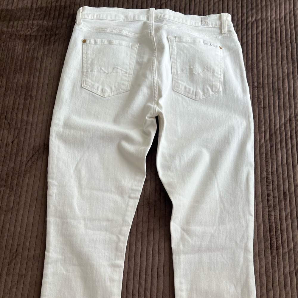 7 For All Mankind White Slim Straight Womens Jeans